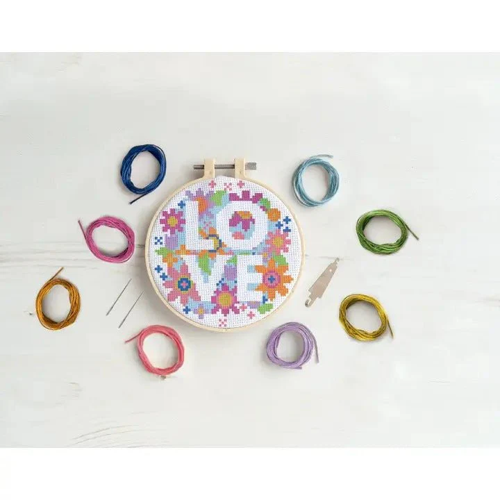 LOVE Floral Cross Stitch Kit - Image 3
