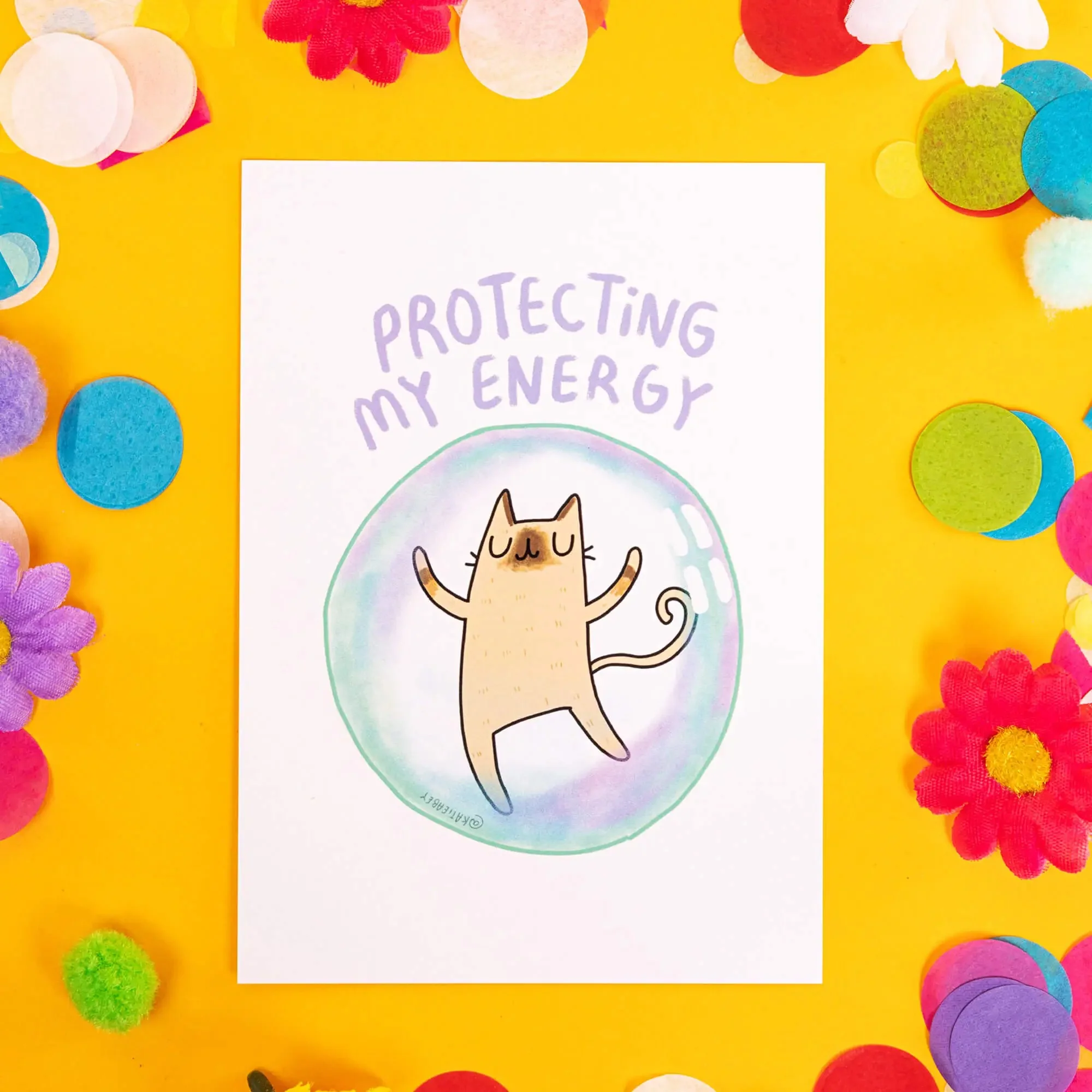 Protect Your Energy - Set of 5 Quirky Self-Care Postcards by Katie Abey - Image 5