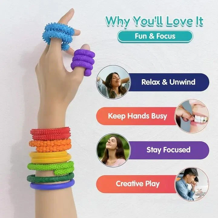 Sensory Fidget Sticks - Pack of 8 Texture Silicone Sticks - Image 4