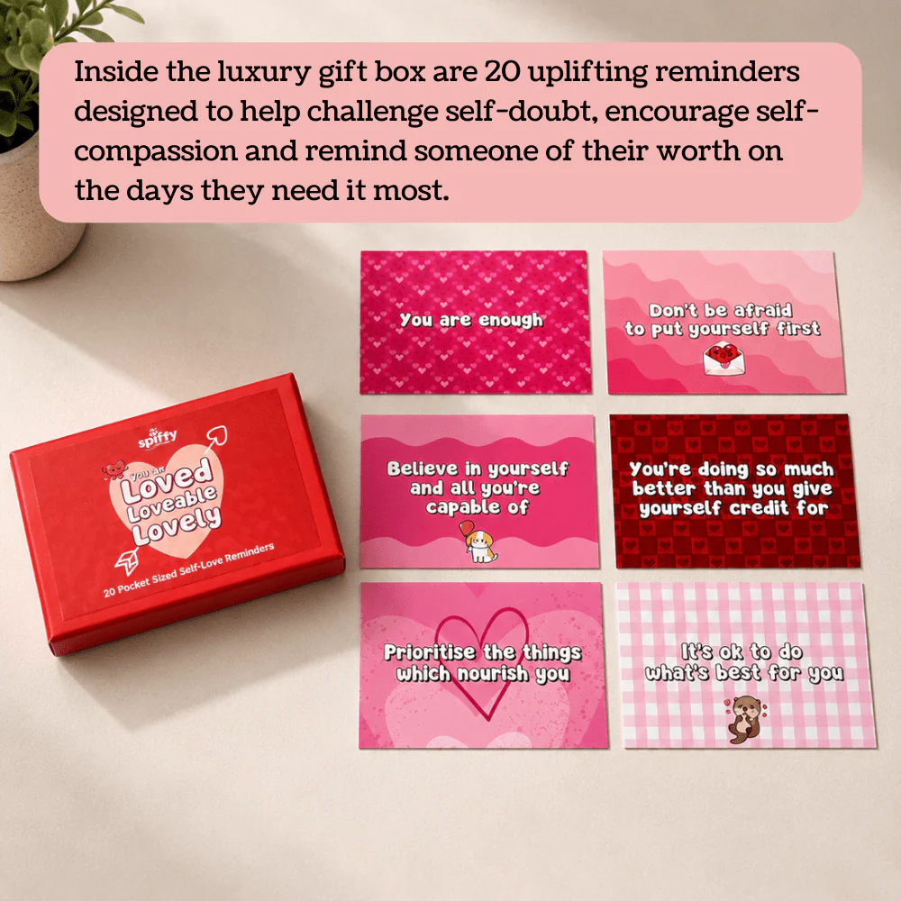You Are Loved, Lovable and Lovely - Box of 20 Pocket Sized Self-Love Reminders - Image 3