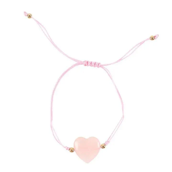 You Are Loved Rose Quartz Crystal Heart Bracelet - Image 3